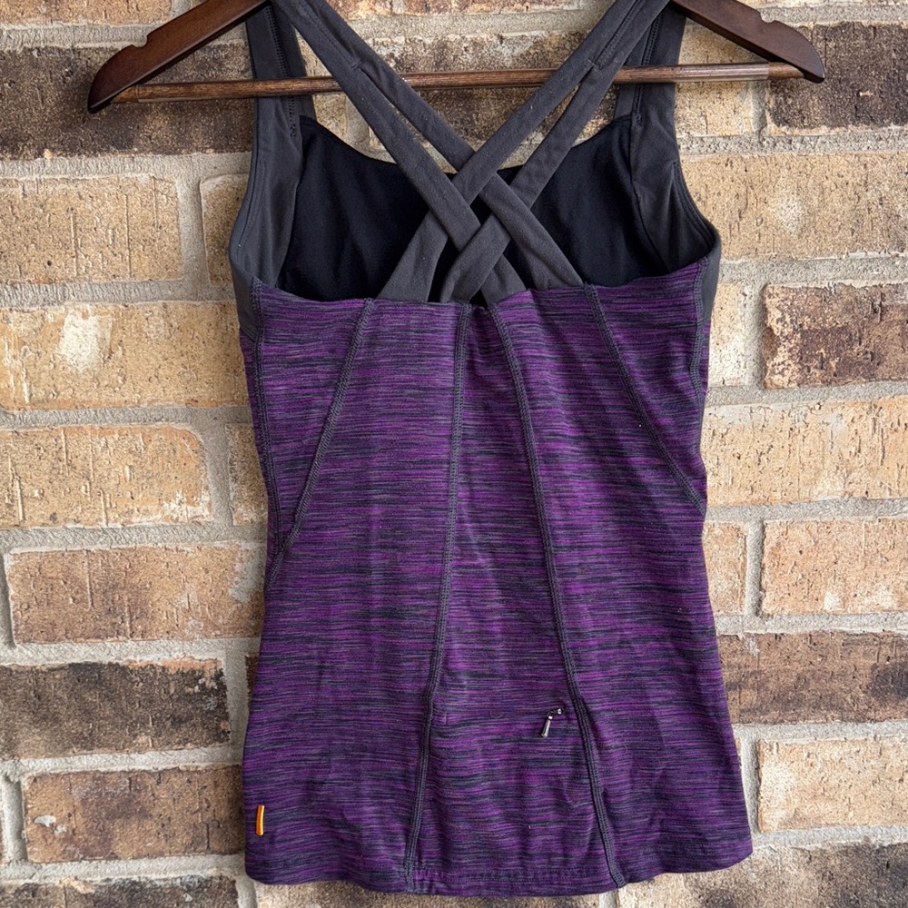 Purple and Black Strappy Tank Top built in bra